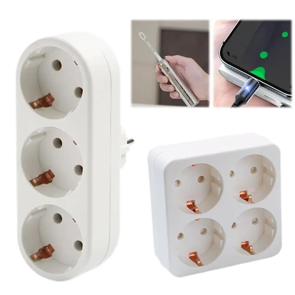 Spina di conversione UE universale da 1 a 3/4 vie Adattatore presa 16A 250V Spina presa di corrente resistente al fuoco Viaggio internazionale