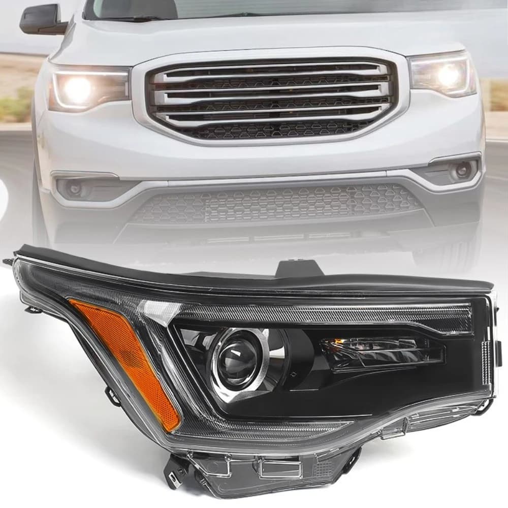 Per GMC Acadia 2017-2019 con LED DRL, faro alogeno nero, lato passeggero destro