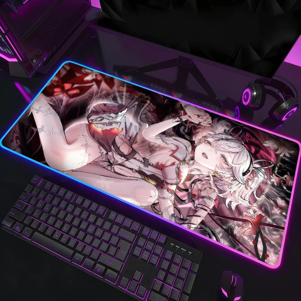 Tappetino per mouse con effetto luce RGB, antiscivolo, per ufficio, in gomma, accessori da gioco, grande tappetino per tastiera del computer