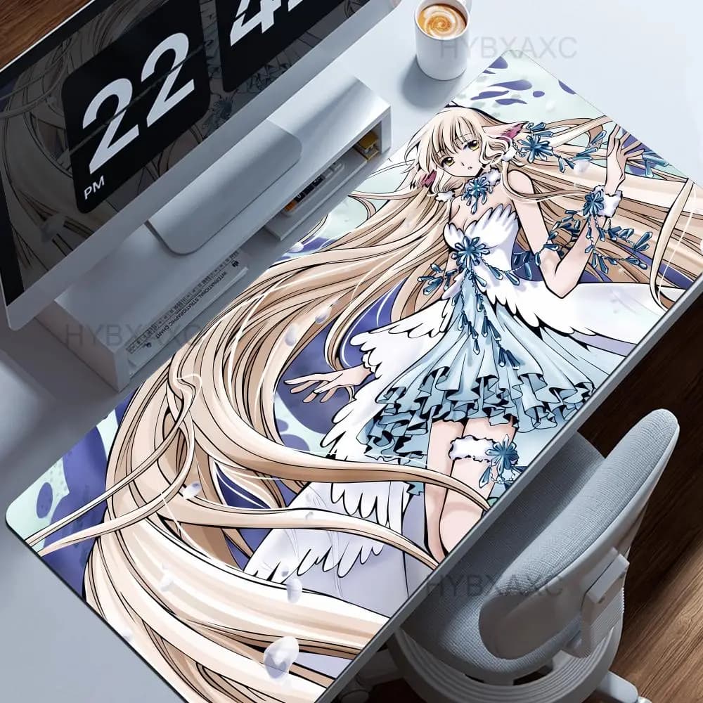 Anime Chobits Chii Mouse Pad Cute HD Desk Pad Extended Gaming Keyboard Mat Large HYBXAXC XXL Game Locking Edge PC Rubber Office