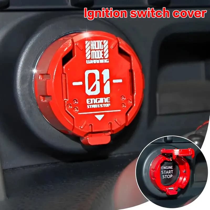 1 pz armatura interamente in metallo per auto moto pulsante di avvio con un pulsante coperchio protettivo interruttore di accensione modifica decorazione avviamento