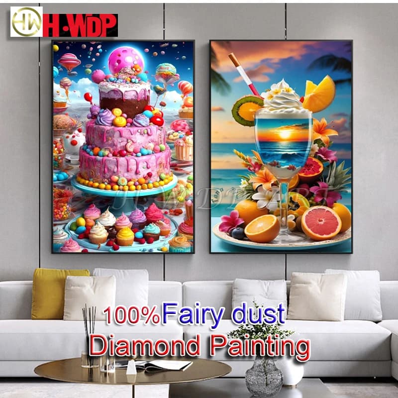 Torta 100% fata polvere pittura diamante Dessert pieno quare diamante ricamo punto croce AB diamante arte cristallo decorazione della casa