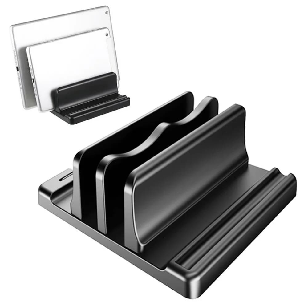 Supporto Verticale per Laptop a Uno/Due Slot, Regolabile, Salvaspazio per MacBook, HP, Dell, Chromebook, iPad