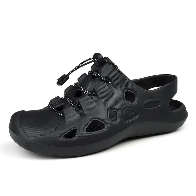 Hot sale classic black men's sandals cheap beach flats breathable men's beach anti-slip summer outotodoor men's hiking shoes