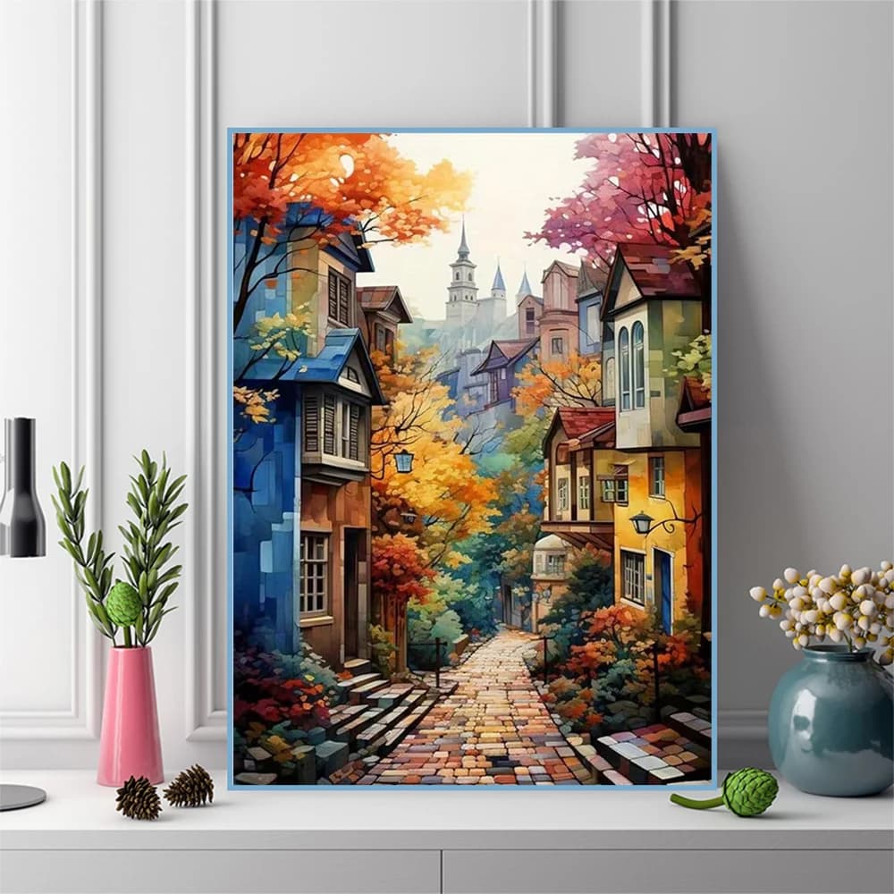 Frameless, New Arrival Street Diamond Mosaic Landscape DIY Full Square Round Diamond Painting House Craft Kit Embroidery Child G