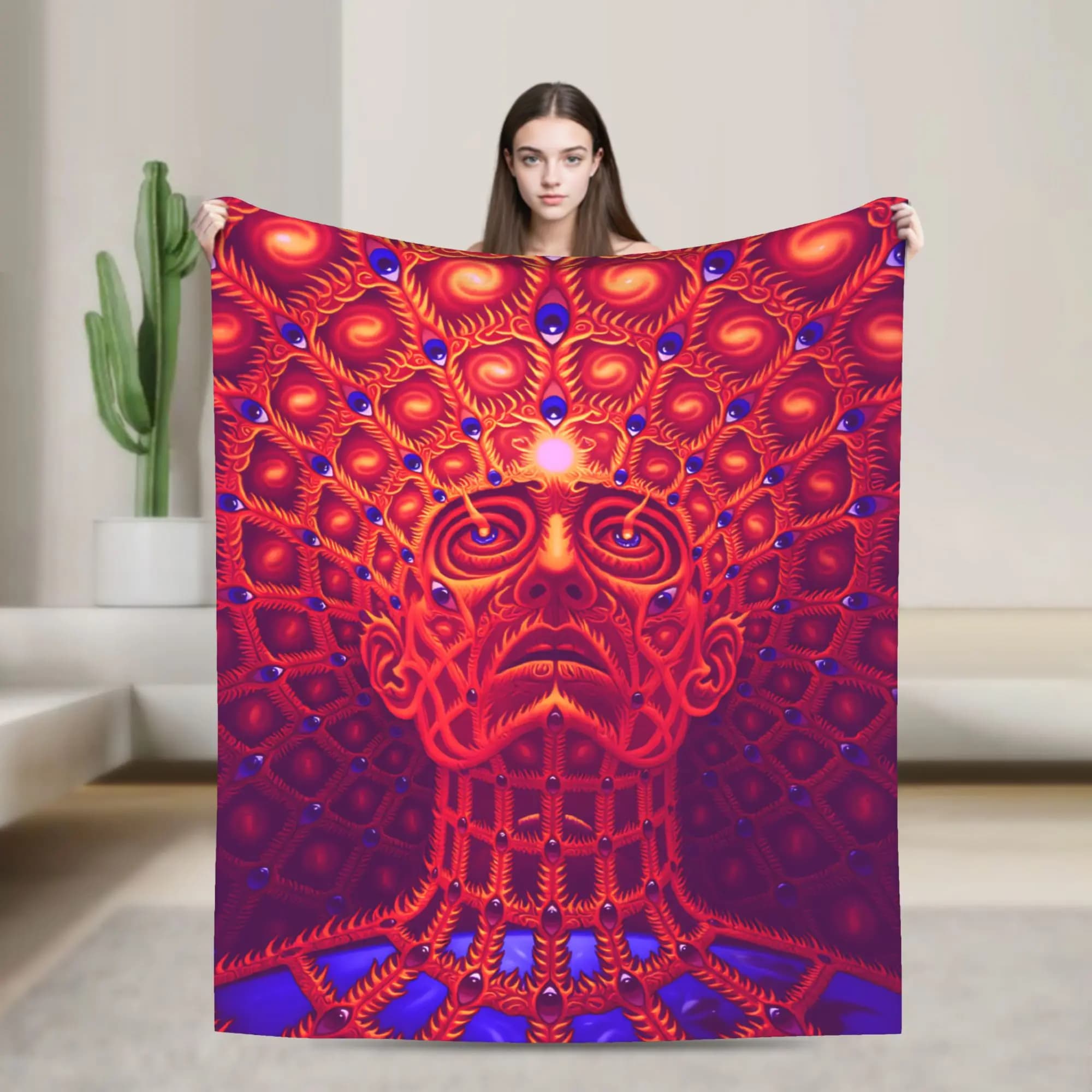 Alex Grey Trippy Psichedelico Coperta super morbida Moda Divano Sedia Copriletto in flanella Copridivano