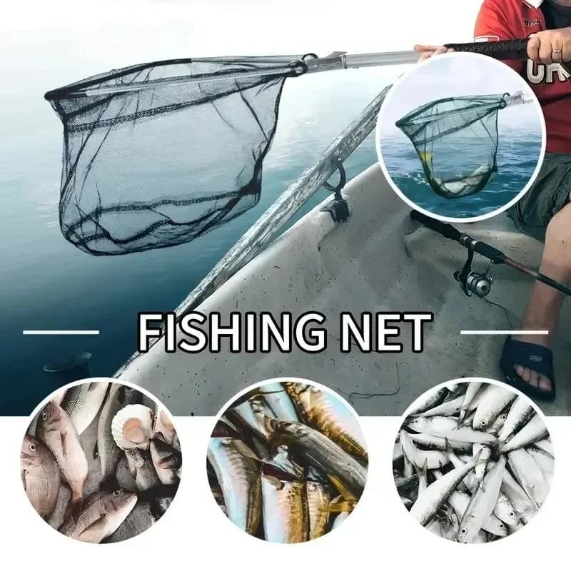1 Rete da Pesca Pieghevole 50cm/19in, Guadino Portatile per Kayak, Pesca a Mosca, Rete Multiuso per Spigole e Granchi