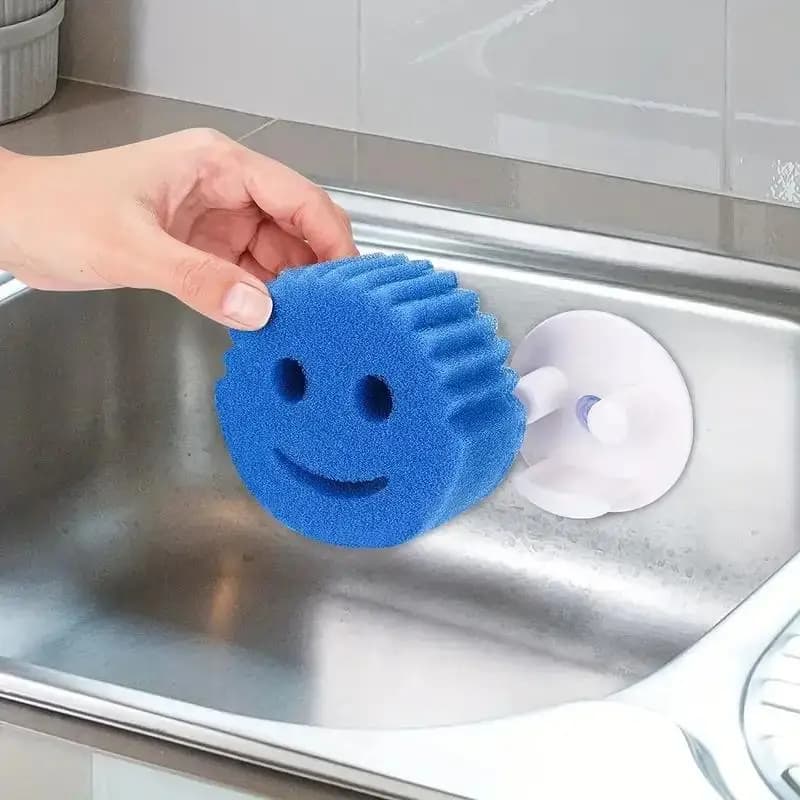 Smiling Sponge Brush Rack Suitable For Sponge Brush Suction Cup Holder Kitchen Sink Hanger Kitchen Storage Tools Supplies