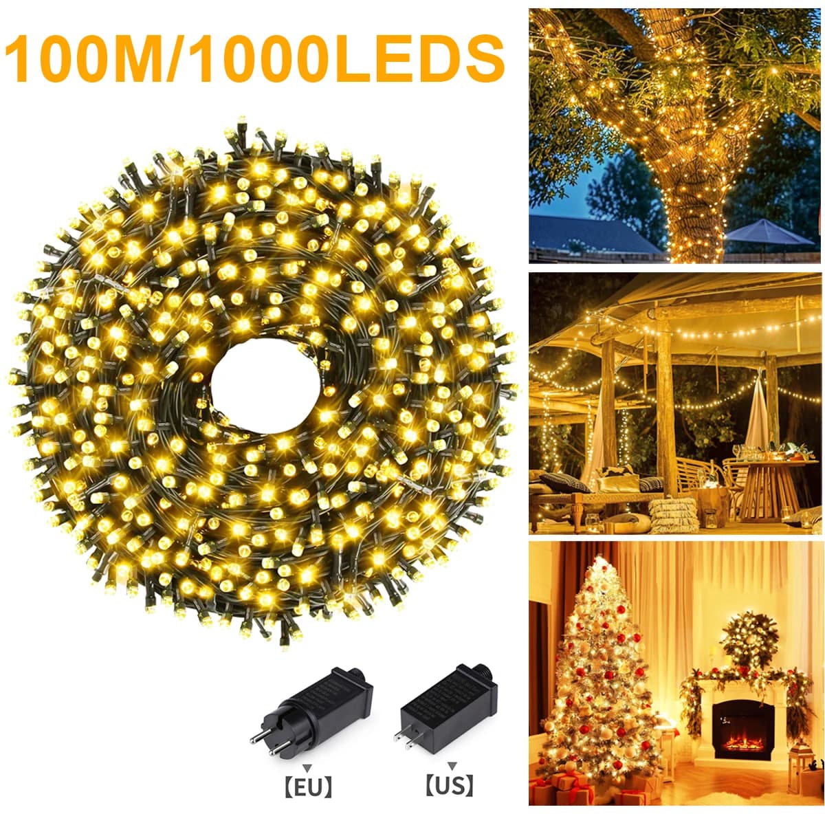 328FT-33FT 1000-100LEDS Fata LED Patio String Light Giardino esterno Ghirlanda Prato Lampada da cortile per Halloween Decorazioni natalizie