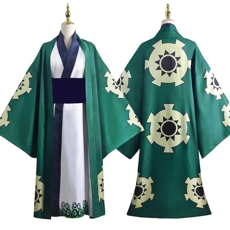 Anime Roronoa Zoro Cosplay Costume Kimono Dress Wig Play Christmas Party Carnival Trafalgar Law Men Complete Suita;k6;8',