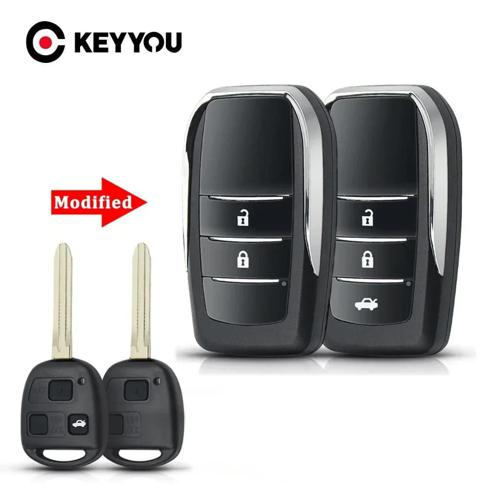KEYYOU 1PCS Modificato Chiave A Distanza Dell'automobile Borsette Caso Per Toyota Yaris Carina Corolla Avensis Chiave Flid Pieghevole Toy43 Lama