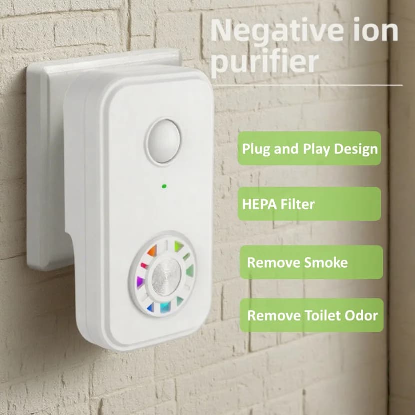 Filtro HEPA ionizzatore purificatore d'aria plug-in, mini purificatore d'aria portatile per la casa più adatto per camere da letto e servizi igienici