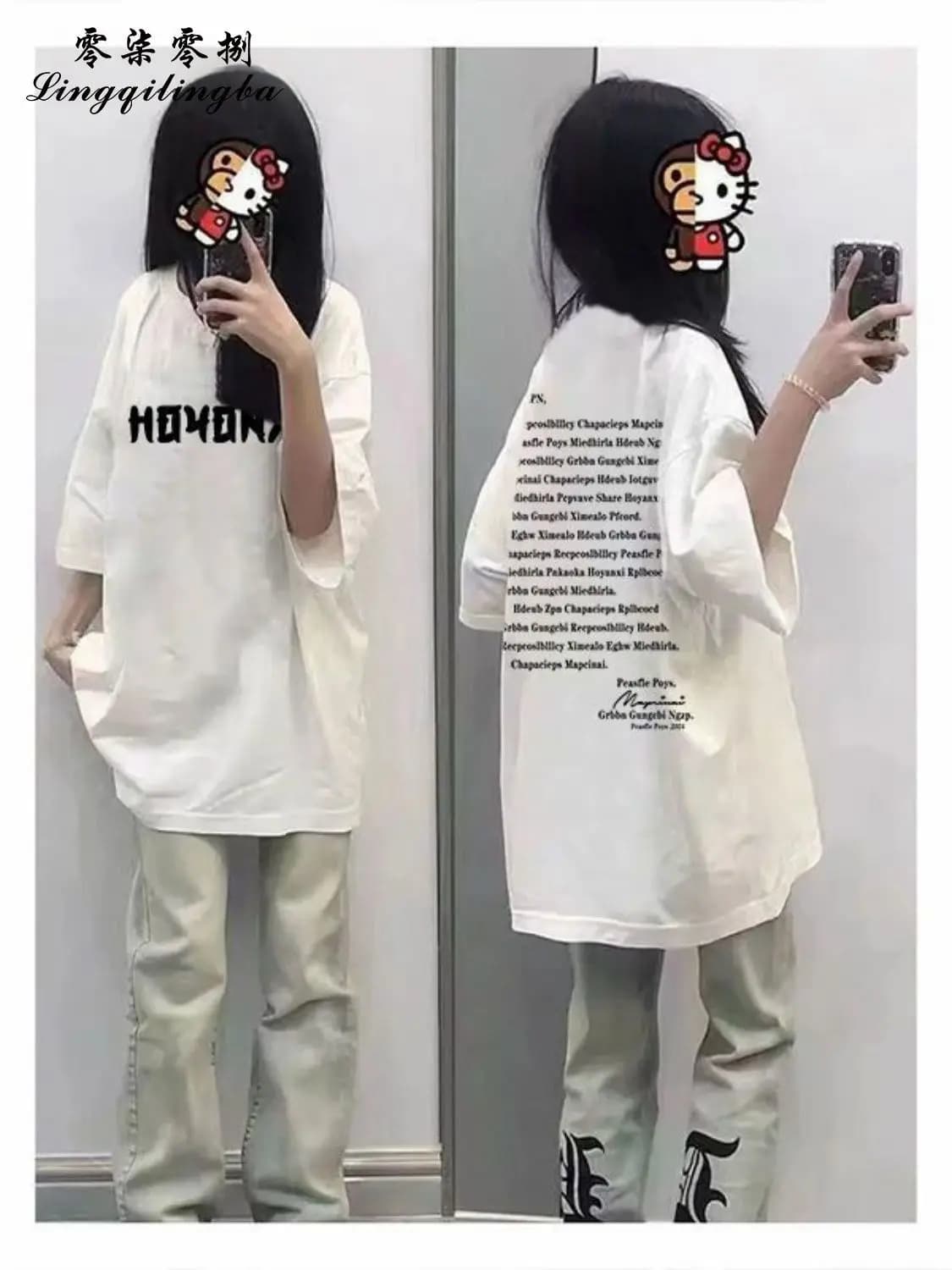Short Sleeve T-Shirts Womens Comfortable Japanese Harajuku Loose Fit Oversized Cotton Graphic Trendy Stylish Casual Summer