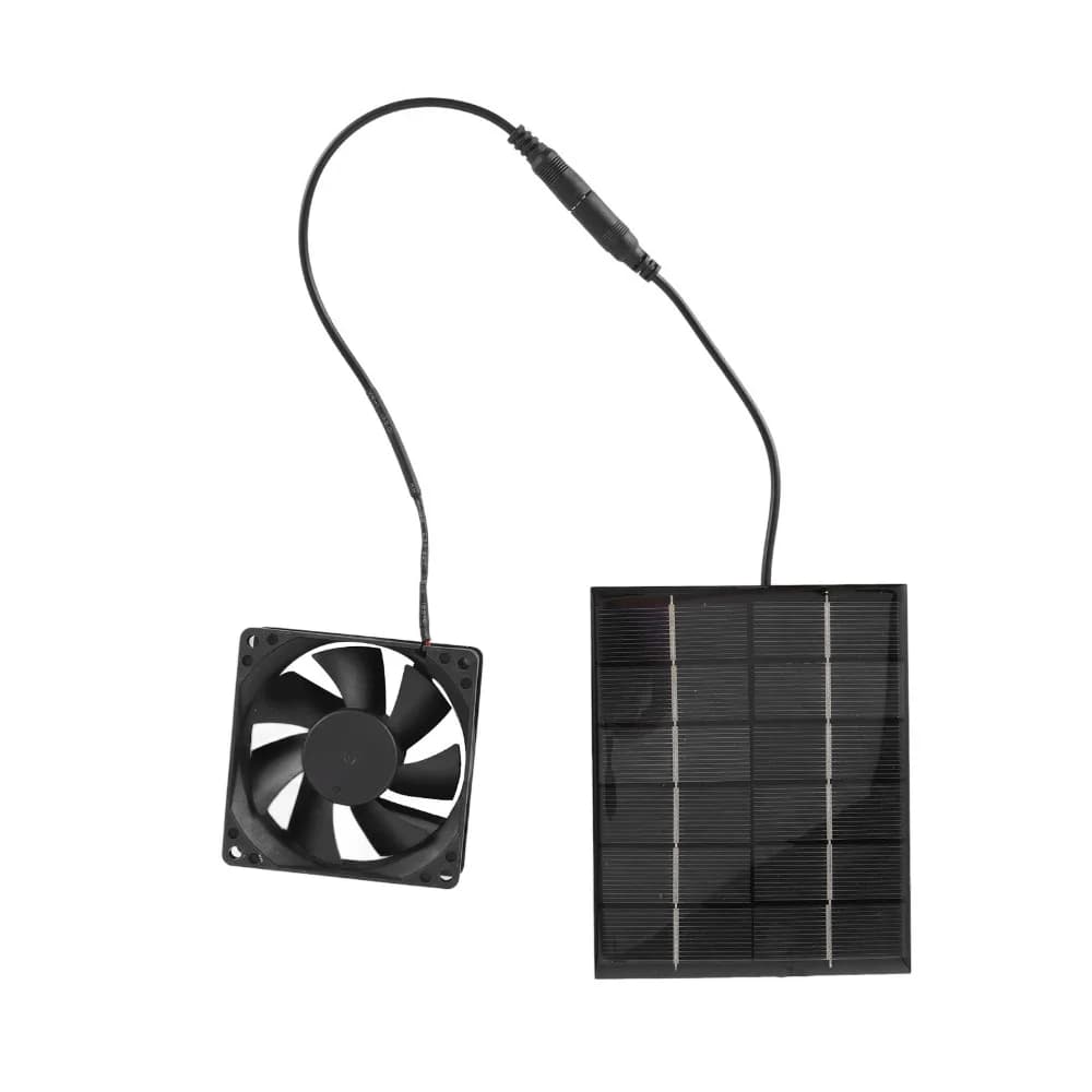 Durable Black Solar Panel Fan Kit DC Output 2W, 6V Solar Powered Exhaust Fan Solar Ventilation Fan Small Pet Houses