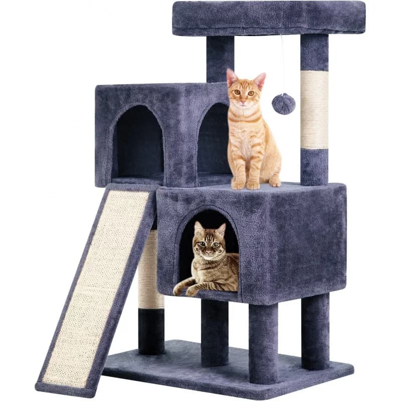 Albero per gatti da 36 pollici per gatti da interno Torre per gatti con pali antigraffio Mobili multilivello Condo con rampa per la casa dei gattini