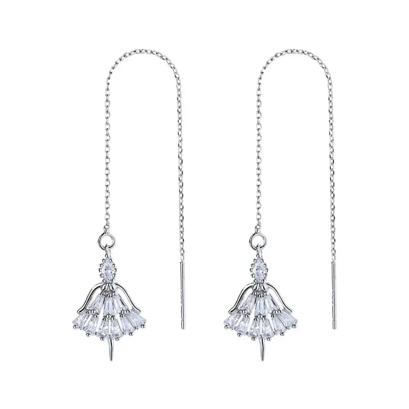Fashion Design 925 Sterling Silver Dream Catcher Orecchini lunghi con nappa per le donne Zircone Crystal Nappa Catena Pendientes Oorbellen