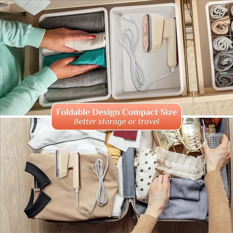 Ferro da stiro a vapore portatile GIGI per vestiti Supporto per stirare a secco e a umido, mini ferro da stiro a vapore portatile da 800 W, presa europea da viaggio Easy T