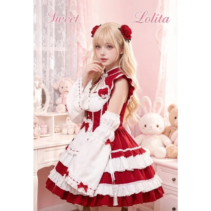 Abito da cameriera in stile cinese S-5XL Cheongsam Lolita Costume Cosplay Nuova Uniforme Cinese Donna Kawaii Anime Party Vestito Elegante CN
