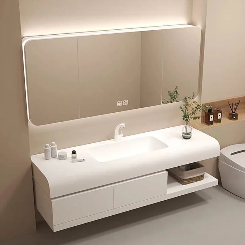 Lavabo galleggiante Armadietto da bagno Lampada da parete Lavandino moderno Armadietto da bagno Specchio portaoggetti Armario De Banheiro Mobili per la casa