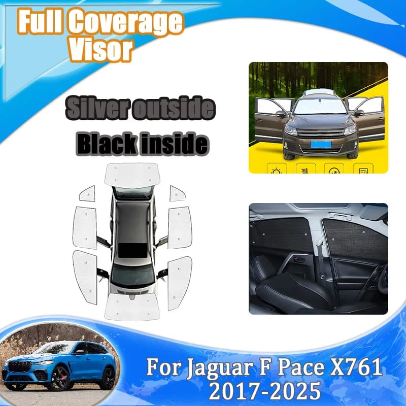 For Jaguar F Pace Accessories X761 2017-2025 Car Full Coverage Sunshade Sun Visors UV Protection Windshields Side Sunscreen Auto