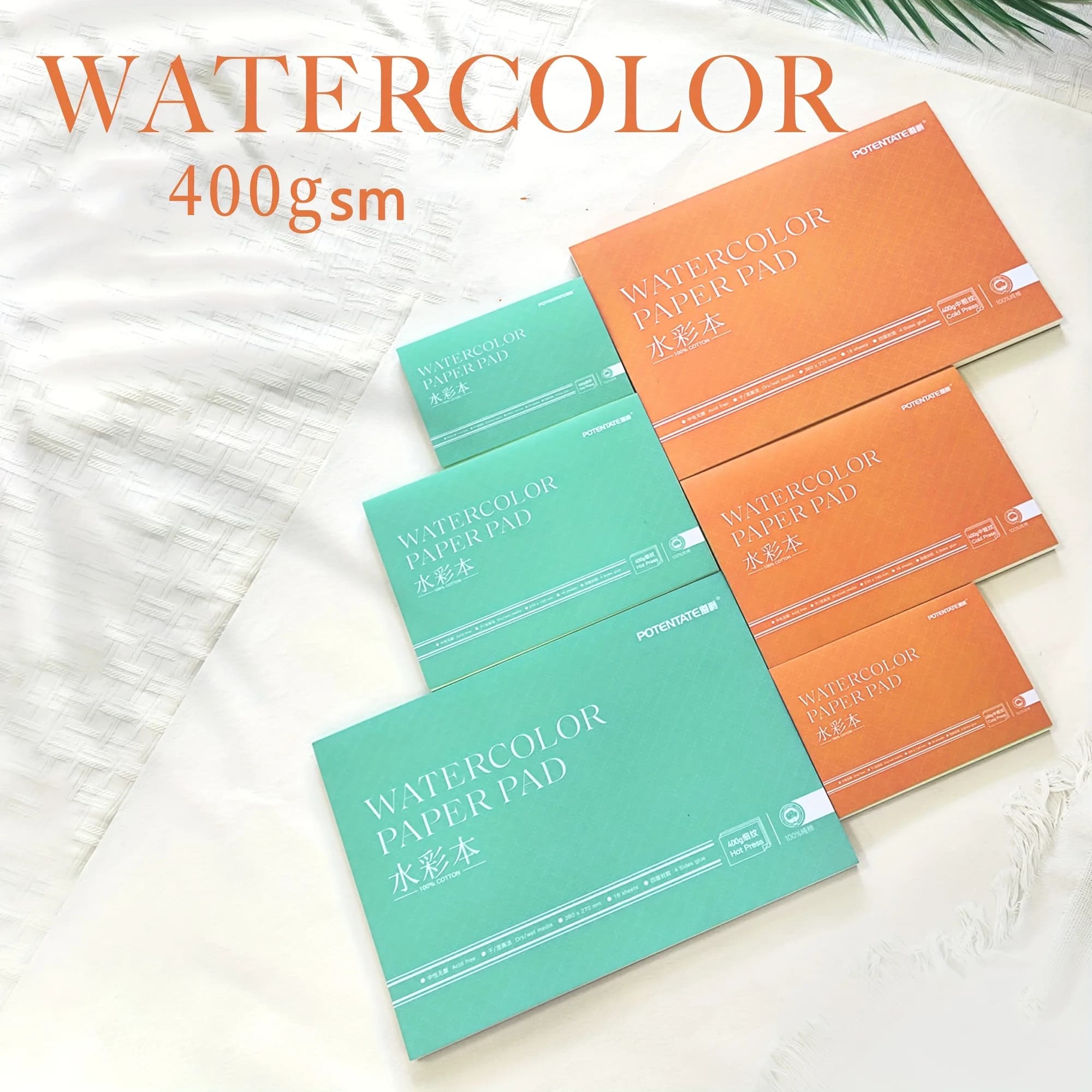 16 Sheets of Watercolor Paper - 400 GSM, Perfect Watercolor Book for Painting, Sketching or Drawing. Wet, Dry and Mixed Media