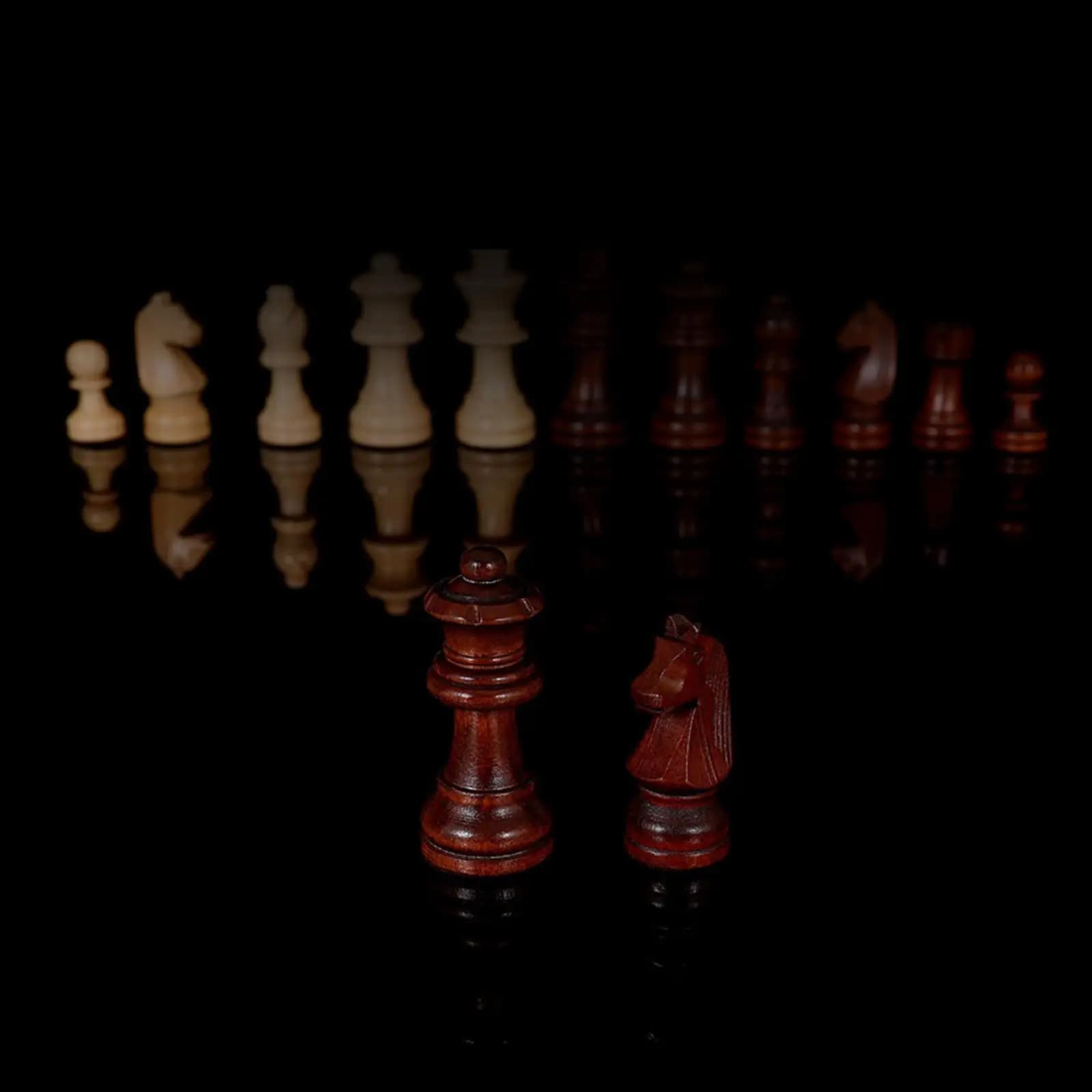 Wooden Chess Checkers Set Adults Kids Portable Travel Case Foldable Board Game Strategy Pieces Storage for Camping Trip