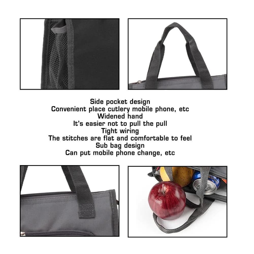 Borsa Termica con Manico Allargato, Design Pieghevole, Impermeabile, Riutilizzabile, Borsa Pranzo Isolante Morbida e Riutilizzabile