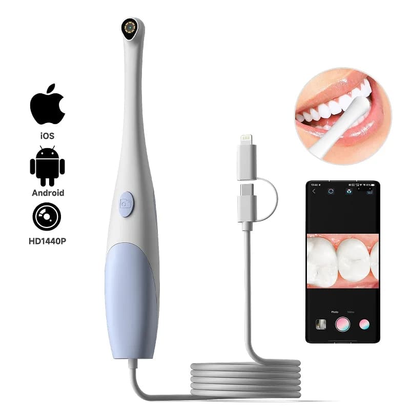 TYPE-C Visual Oral Camera for Iphone 2in1 Hand-held Dental Camera USB Mouth Tooth Inspection Endoscope 8LEDs for Android Phones