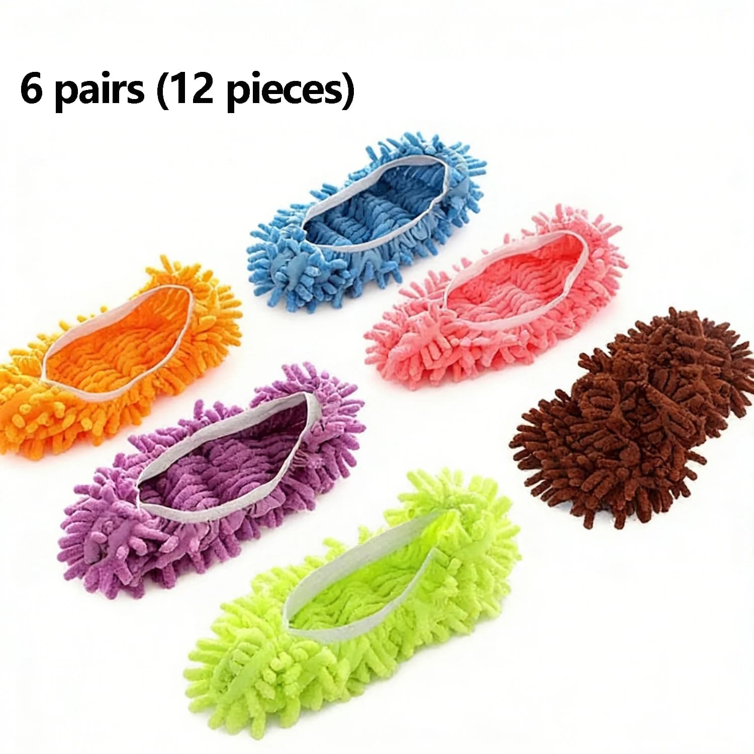12 Pezzi Copriscarpe in Ciniglia per Pulizia, Multifunzionali, Riutilizzabili ed Estensibili per Lavare i Pavimenti, Adatti a Scarpe e Mop