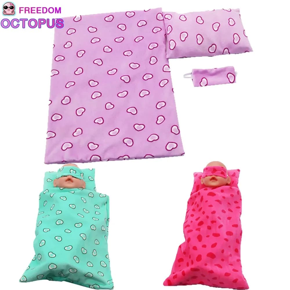 Cute doll accessories just born from 43cm Set of sleeping bags for American dolls, BJD, DIY for Gilrs
