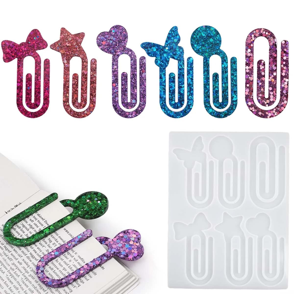 Stampo in resina epossidica di cristallo Porta graffette fai-da-te Segnalibro Clip Specchio Stampi in silicone Forniture per ufficio Accessori artigianali per gioielli