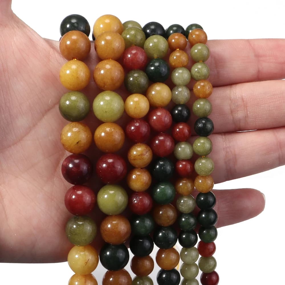 1 Filo di Perle in Pietra Naturale, Agata Rotonda, Perle Sciolte di Agata per Creazione Gioielli, Accessori Fai da Te per Braccialetti 6-10MM