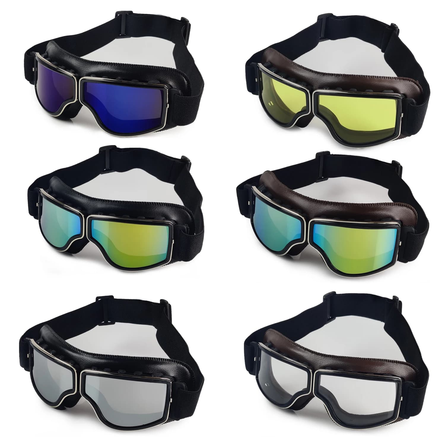 Motorcycle Glasses - Vintage Sunglasses Windproof for Bike Helmets, Retro Style Riding Glasses, Classic Motorcycle Accessories