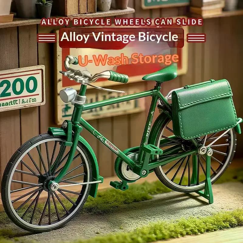 Set di Modellini in Scala 1:10 di Biciclette Retrò in Metallo con Pompa di Gonfiaggio, Giocattoli da Collezione