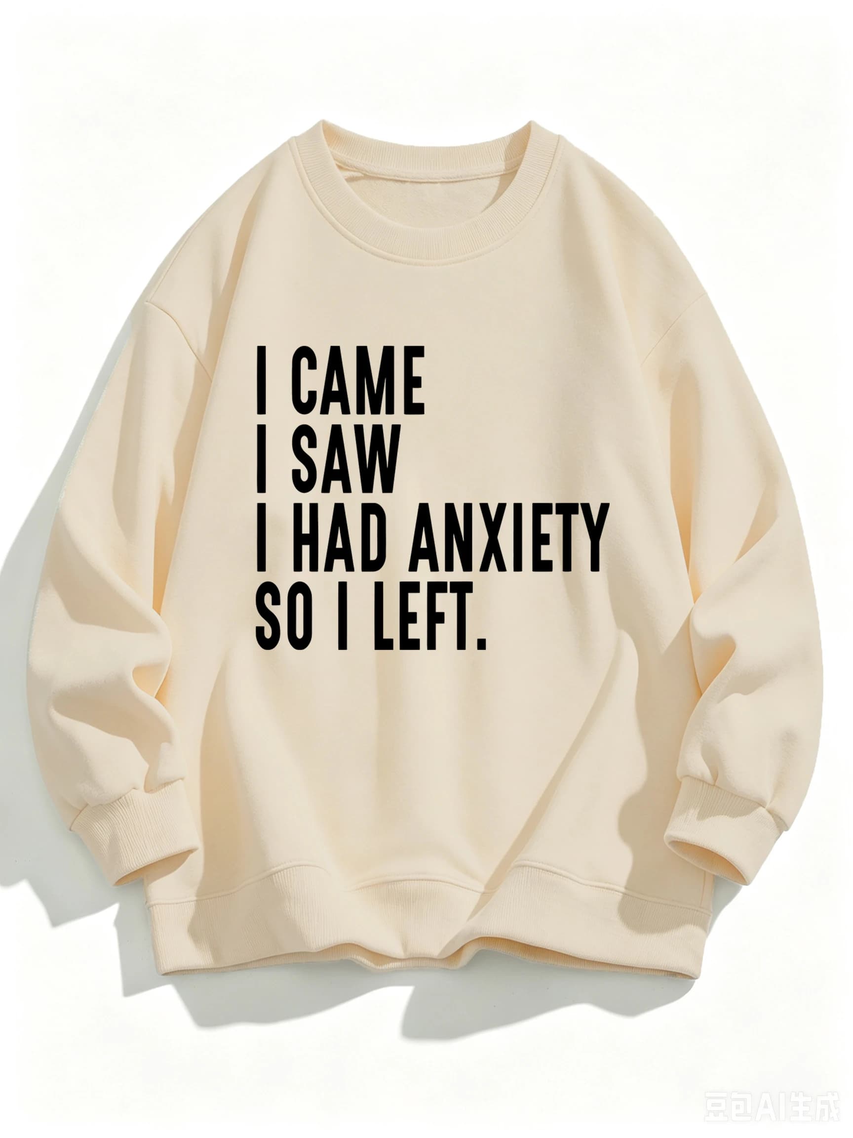 I Came I Saw I Had Anxiety So I Left Print Women Pullover Autumn Casual Sweatshirt Trendy All-Match Streetwear Fleece Street Top