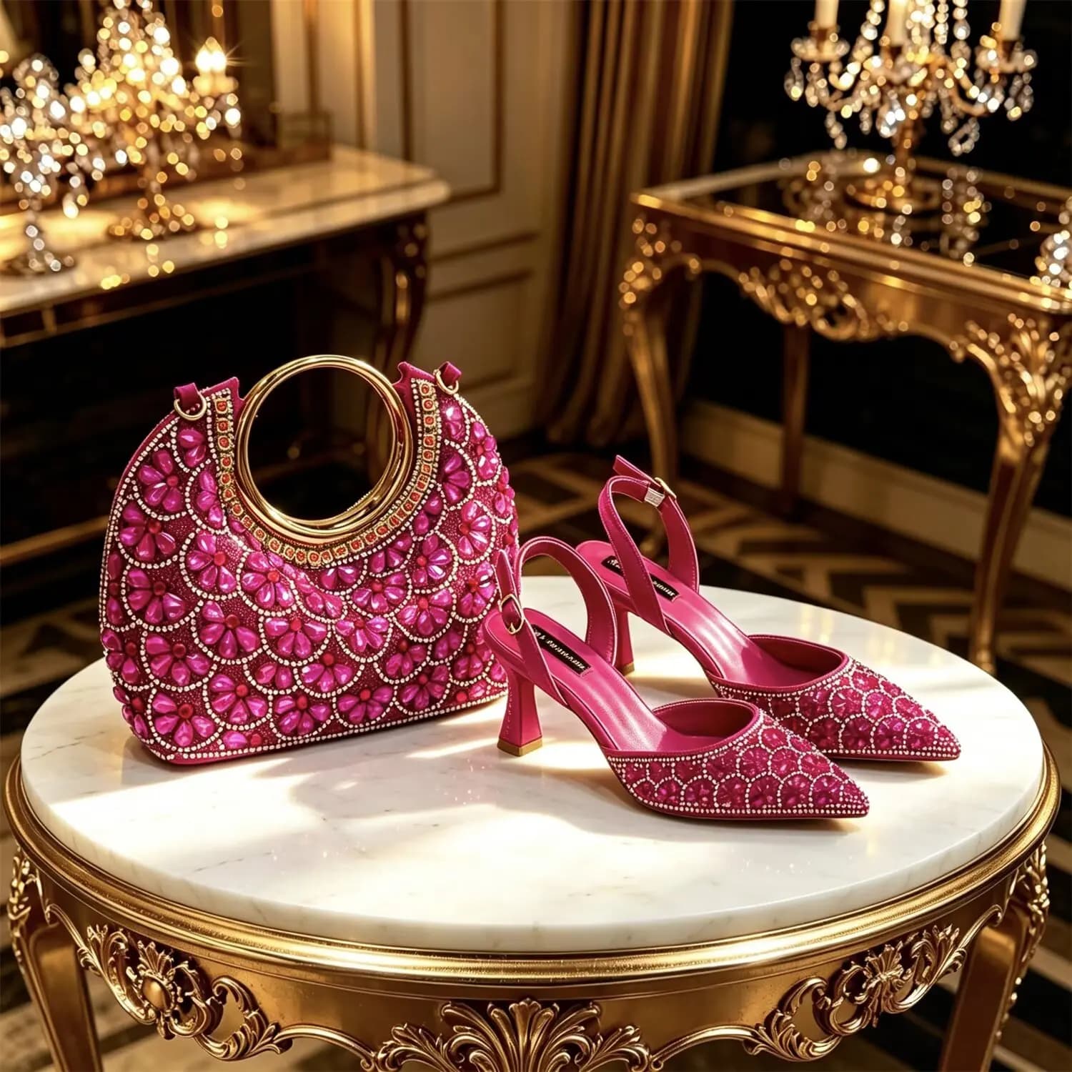 Fashion Italian Women Sandal Shoes And Bag Sets For Wedding African Style Ladies PU Leather With Crystal Shoes And Bag Set
