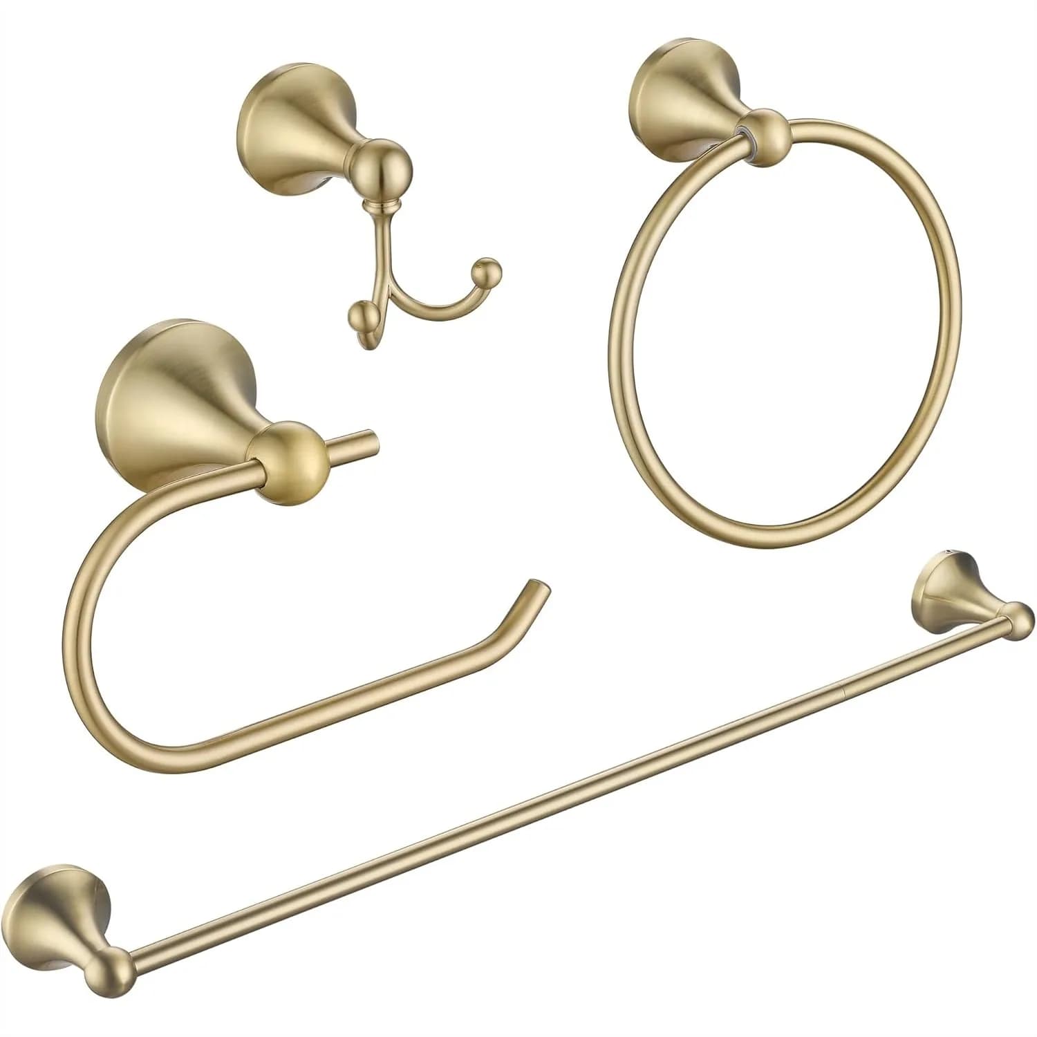 Set di accessori da bagno in oro da 4 pezzi, accessori da bagno in oro spazzolato, portasciugamani da 23,6 pollici con gancio e supporto, antiruggine