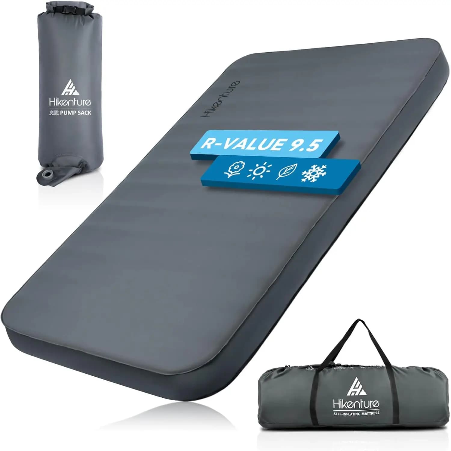 Camping Mats Autogonfiabile Extra Thickness, Insulation 9.5 R-Value, Sleeping Mat 4 Seasons for Two Persons with Inflatable Bag