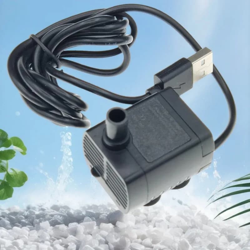 2415-12 (spina USB nera) power bank Pompa acqua miniaturizzata USB silenziosa per animali domestici senza spazzole da 5 V CC