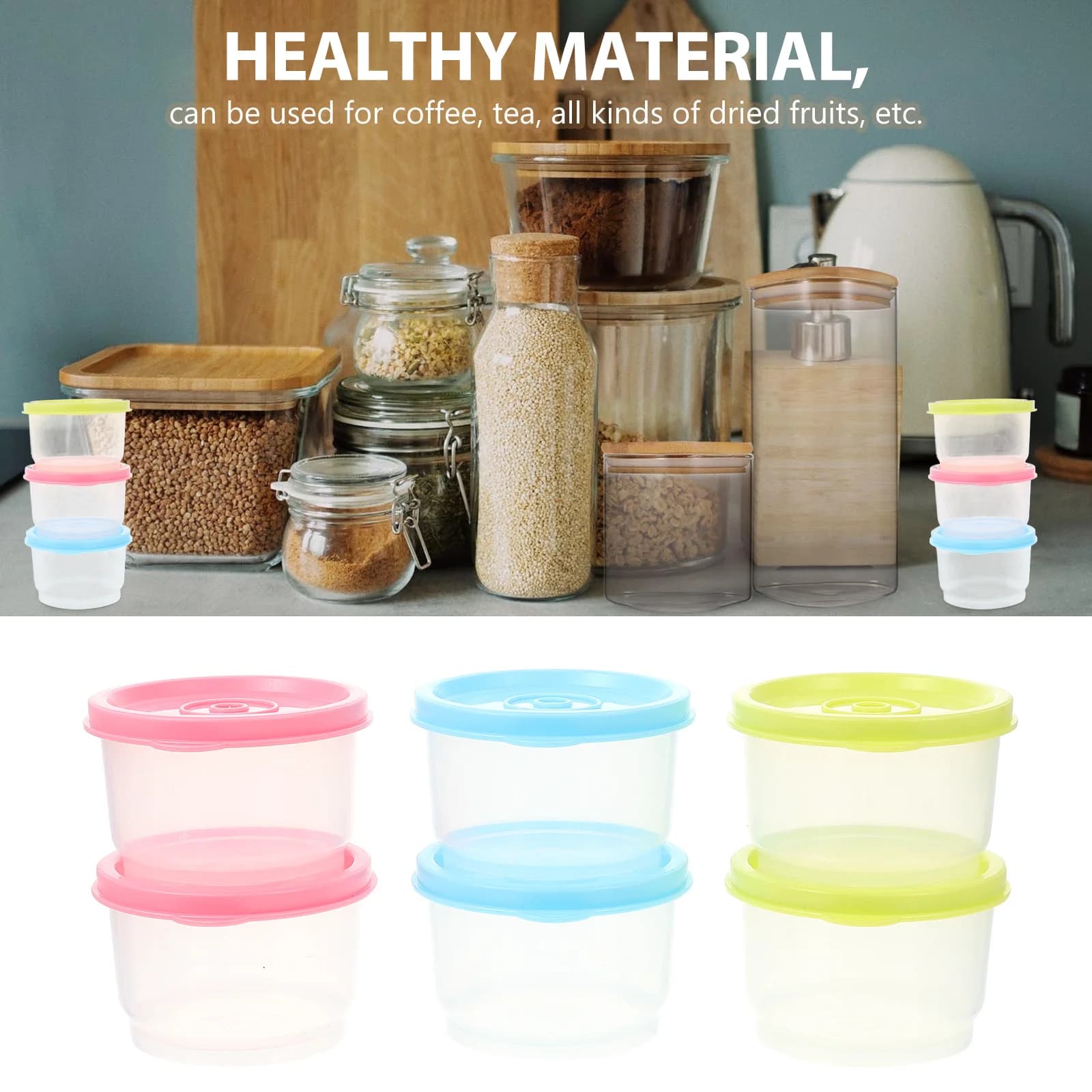 6 pezzi di scatola per alimenti freschi, contenitore per alimenti per bambini in plastica premium per frutta, verdura, snack, contenitore per frigorifero
