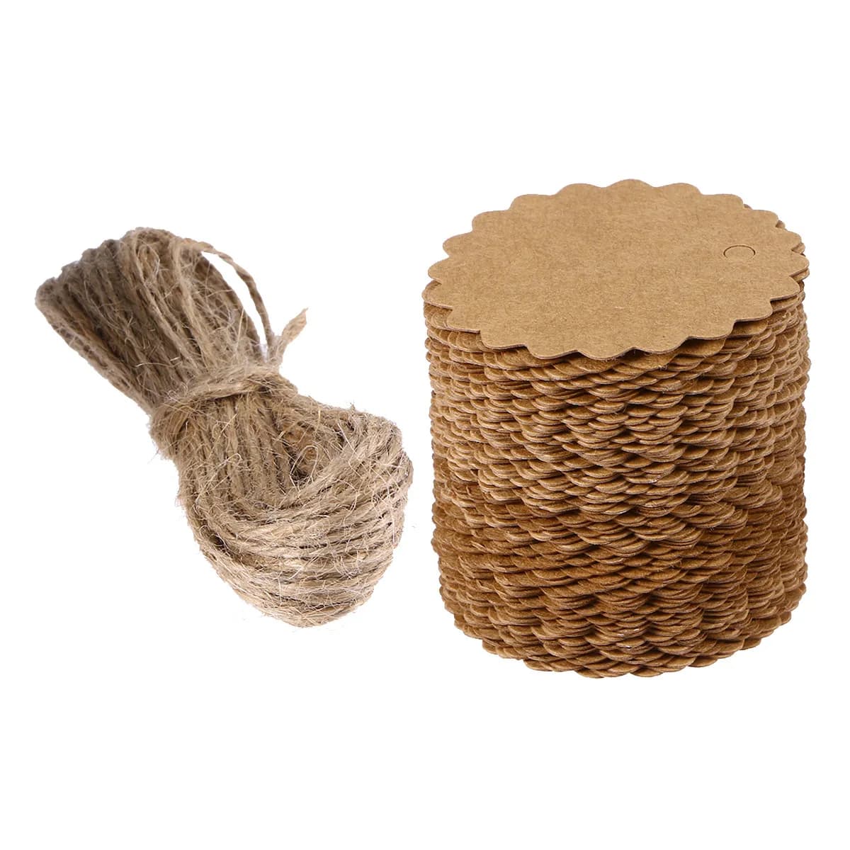 100 Pezzi Etichette in Carta Kraft Marrone Fai-da-Te, 60mm Rotonde con Bordo Ondulato, Etichette Regalo, Bomboniere, Etichette Prezzo per Feste, Etichette per Bagagli, Cartoncini Artigianali