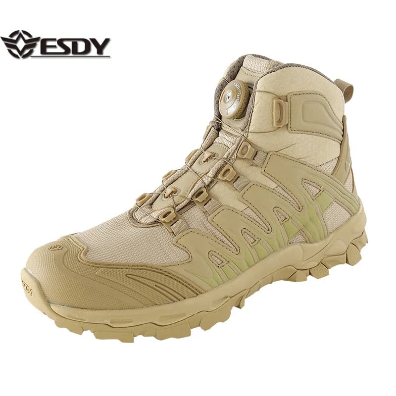 ESDY Mid-Top Shoes Automatic Spin Buckle Man Sneakers Tactical Boots Outdoor Lightweight Hiking Boots Mountaineering shoes C210