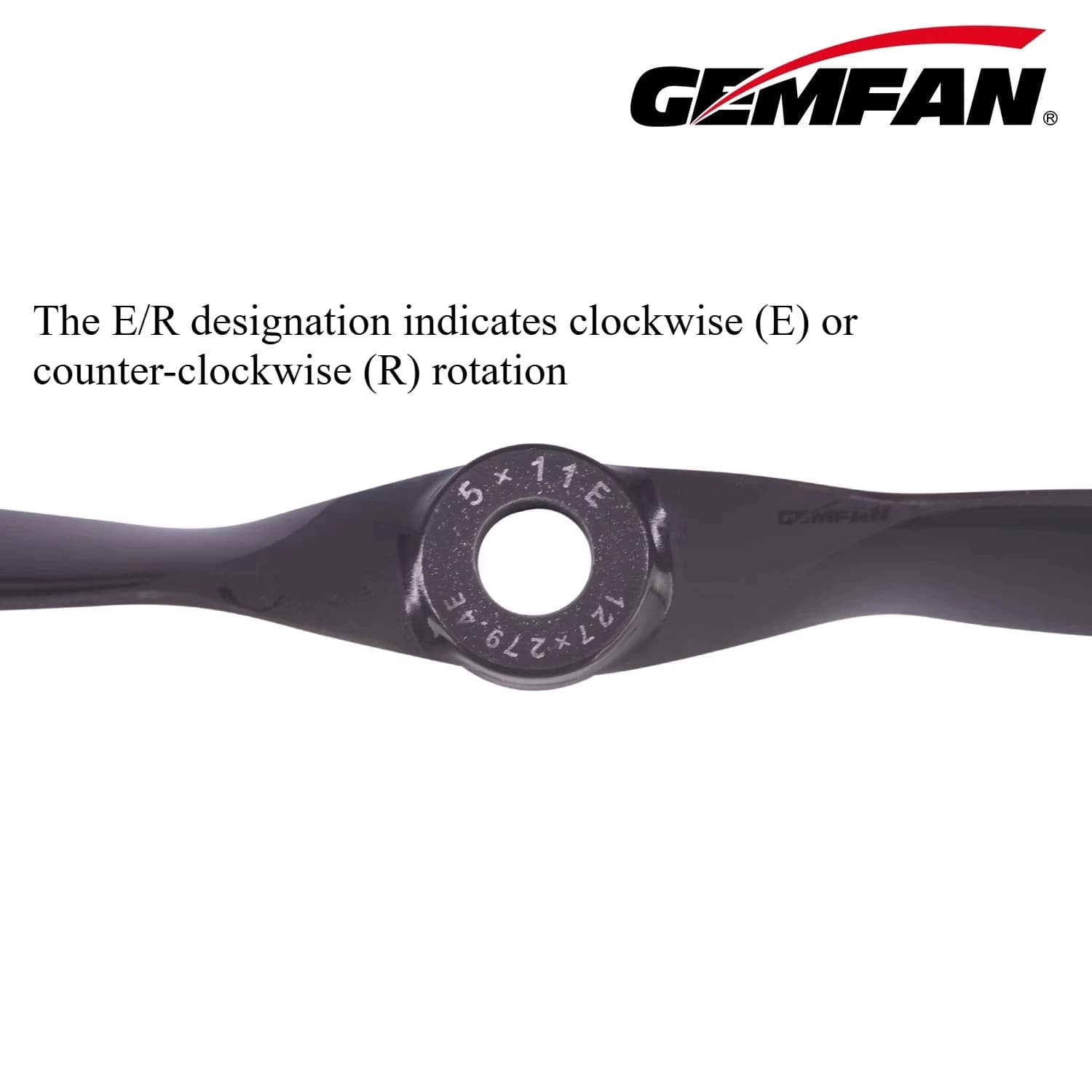 Set di eliche Gemfan 5x11E/R. Costruzione in Fibra di Vetro e Nylon Opzione 2CW o 2CCW Disponibile. Adatto per Aeromodelli RC