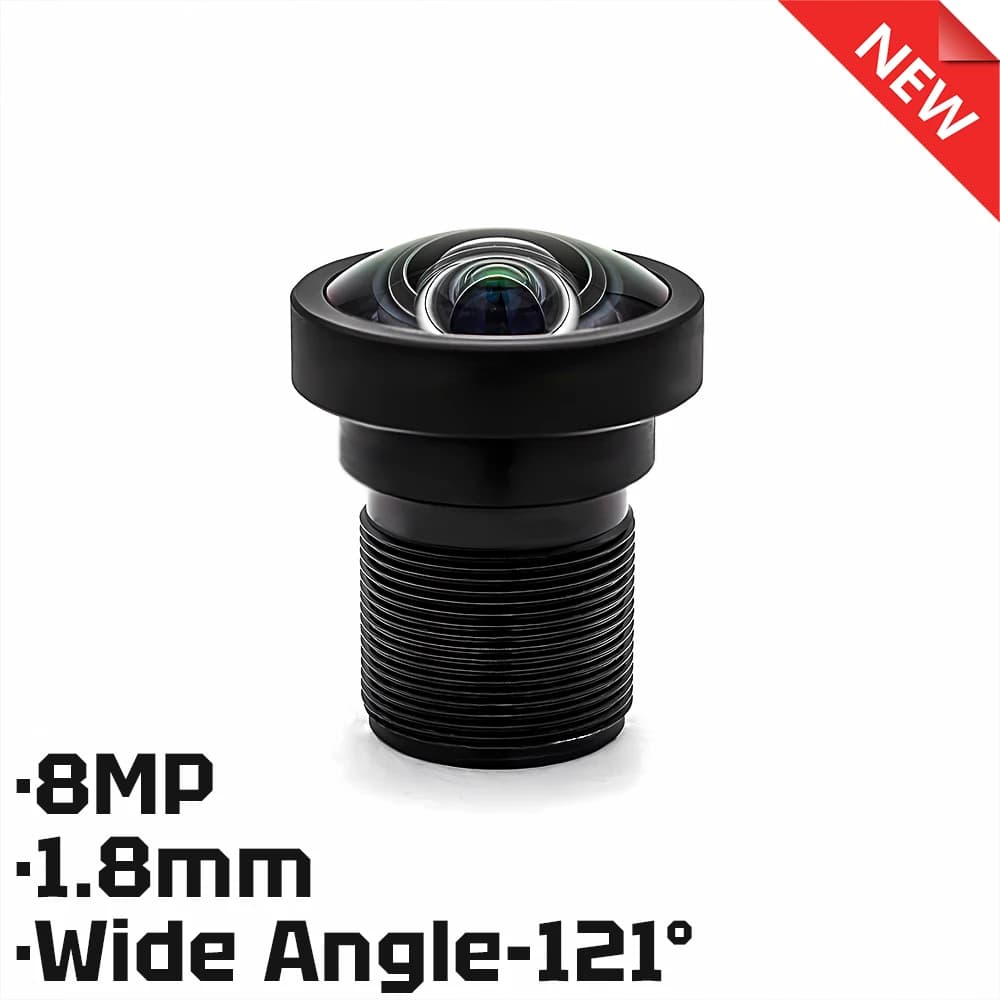 Obiettivo per fotocamera 8MP 1,8mm Nessuna distorsione 121 ° Apertura grandangolare formato F2.8 1/2.6" attacco M12 con filtro 650nm per webcam di sicurezza