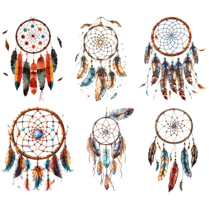 Colorful feather dream catcher Pattern Print,Heat transfers stickers for clothes,suitable for Hoodies,T-shirts,pillow,canvas bag
