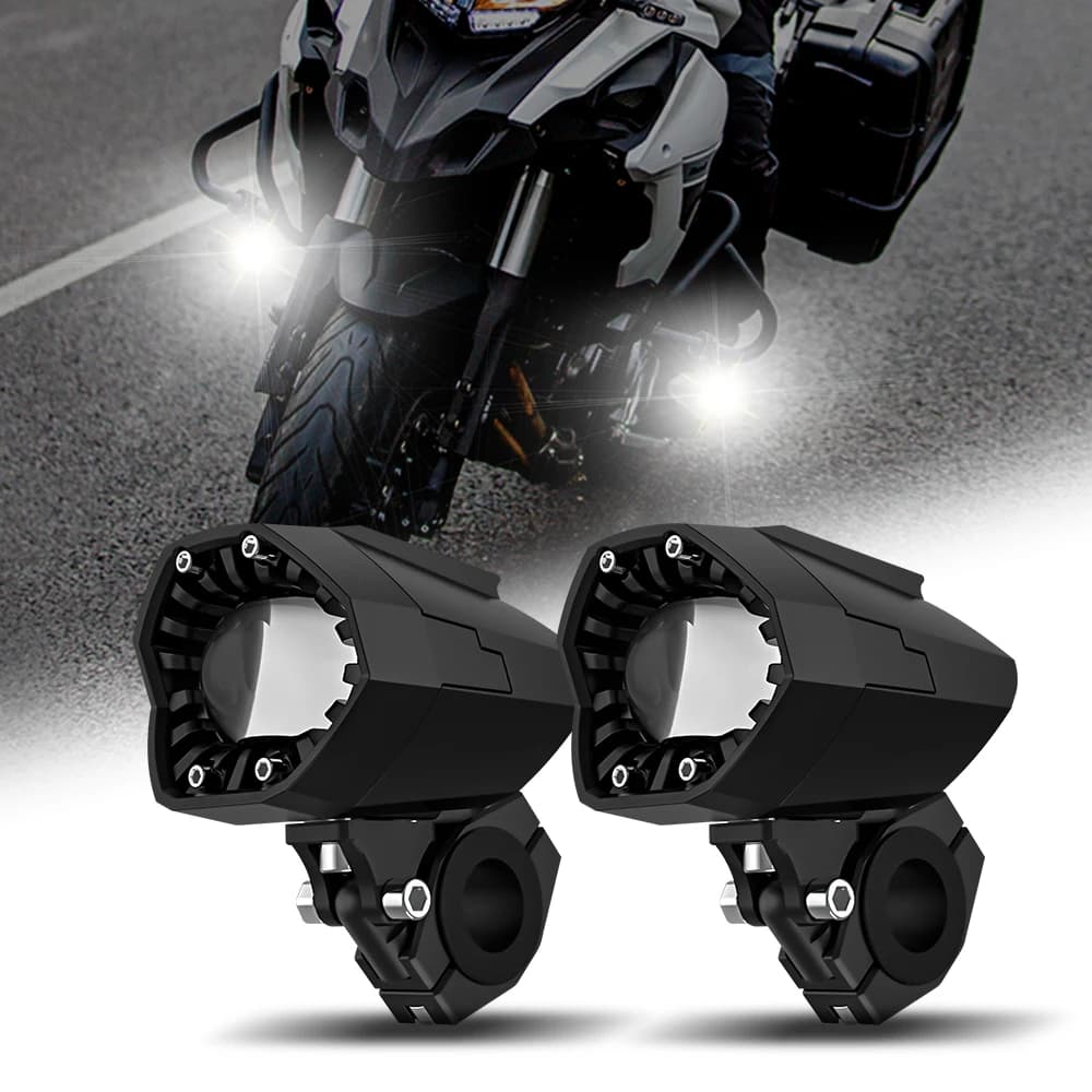 Faretto ausiliario per moto luminoso Angel Eye 80W Faretto fendinebbia doppio colore Lente per proiettore Mini luci di guida