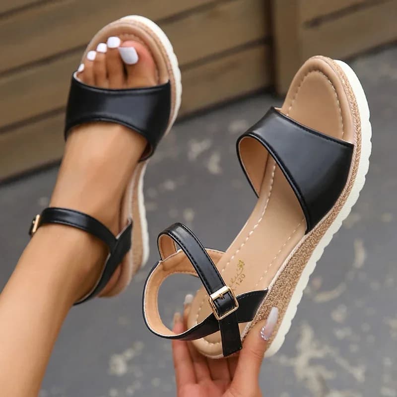 Sandali con zeppa leggeri per donna Estate 2025 Sandali con plateau con cinturino con fibbia Donna Suola spessa Sandali casual antiscivolo Mujer