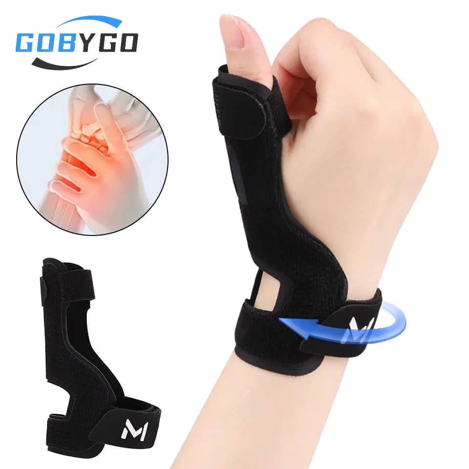 GOBYGO 1 Pezzo Protezione per Polso con Piastra in Alluminio Pieghevole, Sottile e Leggera, Traspirante, con Doppie Cinghie di Fissaggio, Supporto per Pollice, Unisex