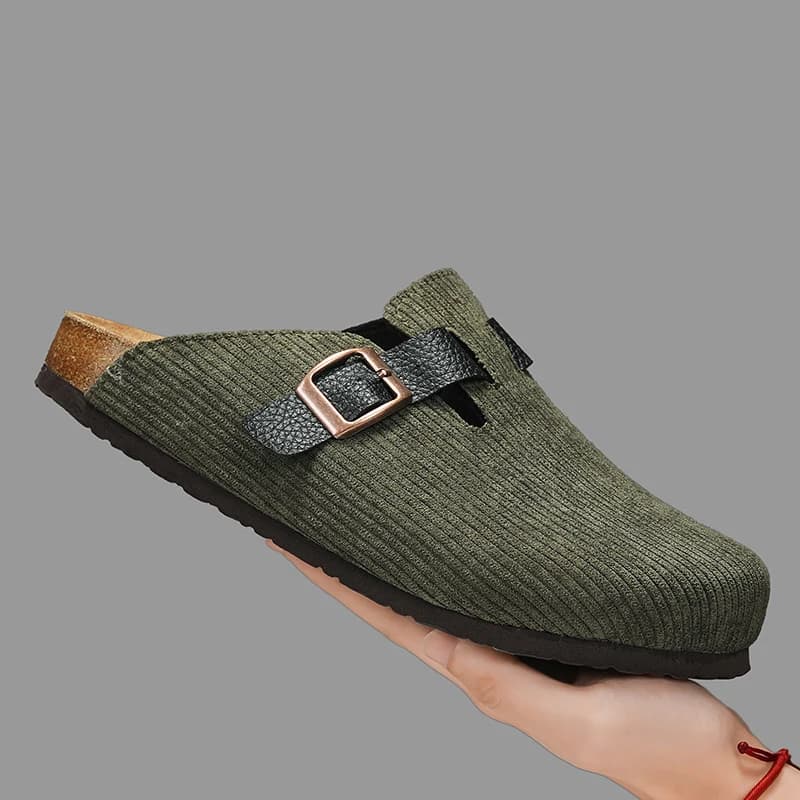 Versatile Closed Toe Cork Slippers, Light Anti-slip Wear-resistant Mules, Unisex Outdoor Beach Half Slide Shoes For Men Women