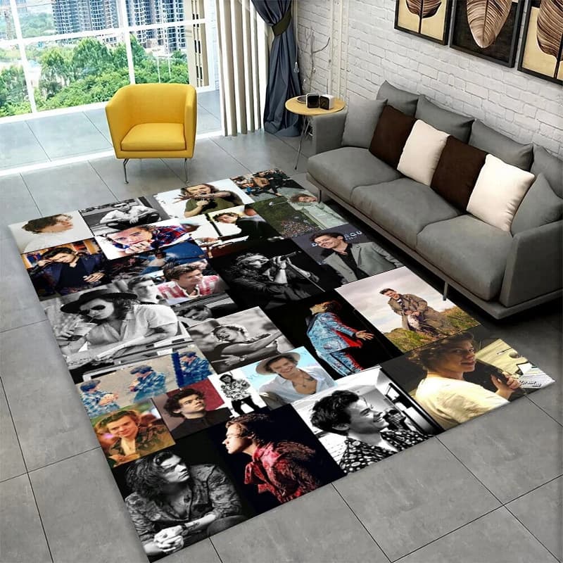 Tappeto alla Moda di Harry Styles, Cantante e Star, per Camera da Letto, Soggiorno, Divano, Sala Giochi, Zerbino, Decorazione Casa, Tappeto Antiscivolo per Area Bambini